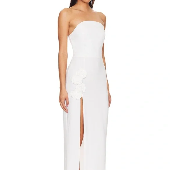 Amanda Uprichard Wolfe White Strapless Slit Gown - Picture 2 of 5